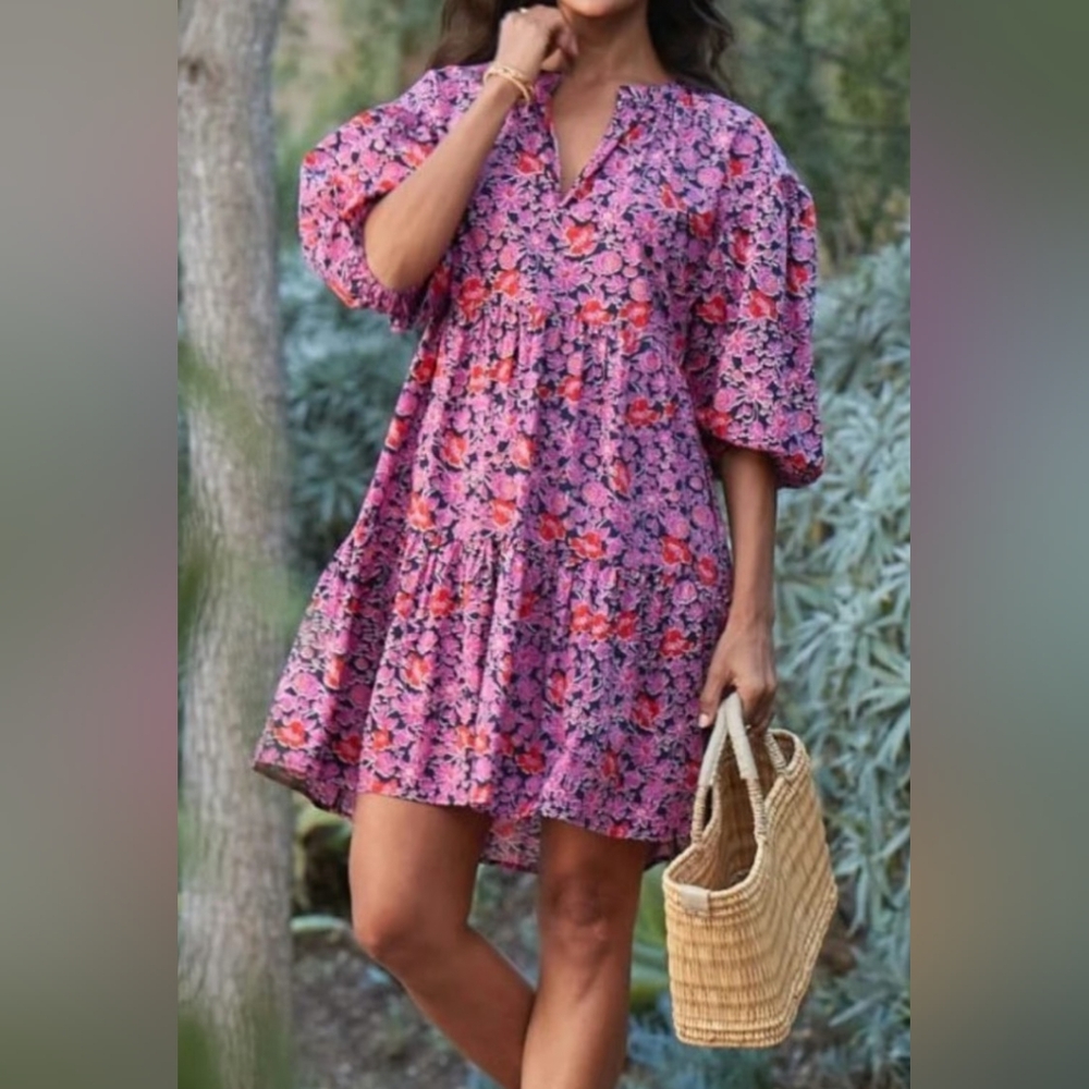 💎 Evereve Sundry Women's Dress ANYWHERE Floral Tiered #0130